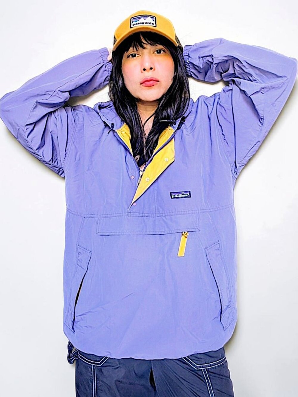 Patagonia VTG 90s Korea made half zip oversized hood windbreaker anorak jacket S